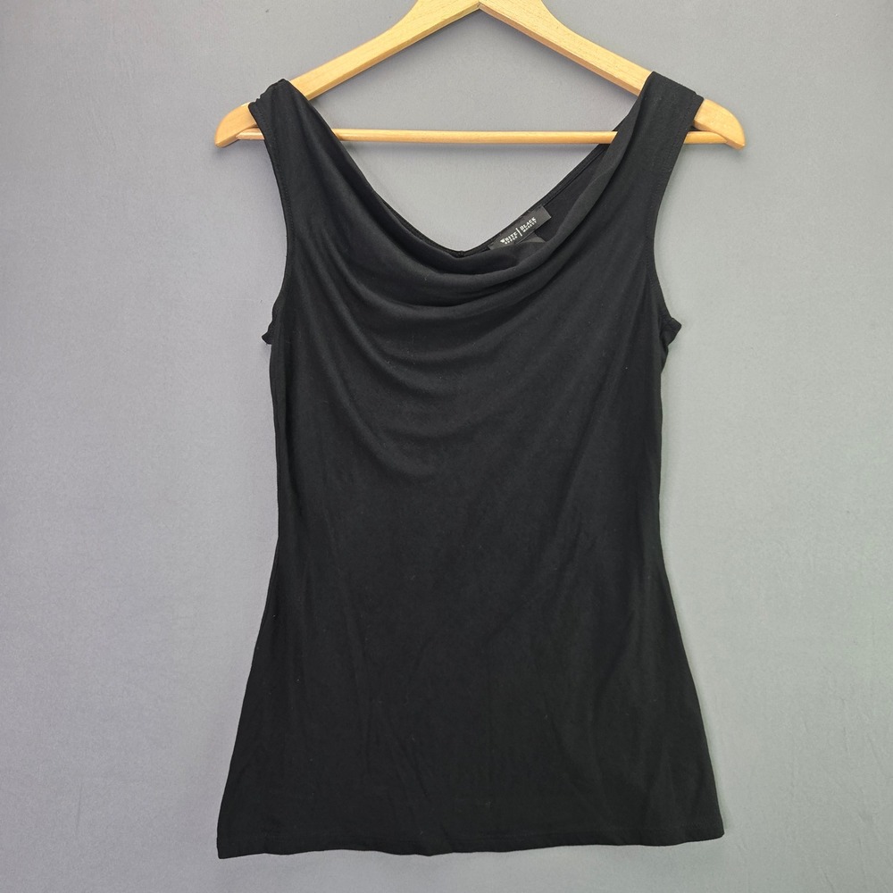 White House Black Market Tank Top Cowl Neck XS Black Sleeveless Jersey Knit 3911